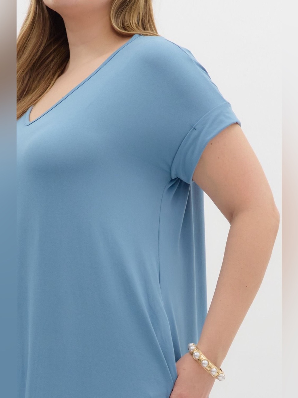🆕 Entro Solid jersey knit V-neck round hem maxi dress - Picture 6 of 7